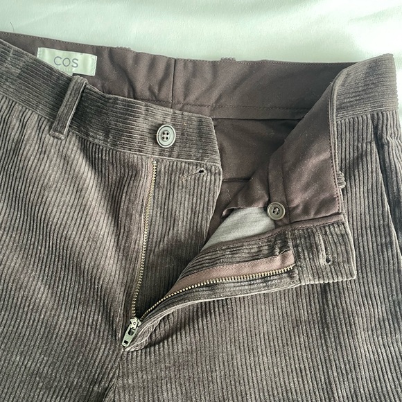 COS Dark Brown Corduroy 100% Cotton Straight Leg Pant Trouser - Picture 9 of 16